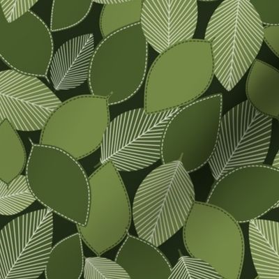 monochromatic leaves in grass green