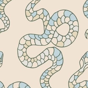 pastel blue snakes on almond