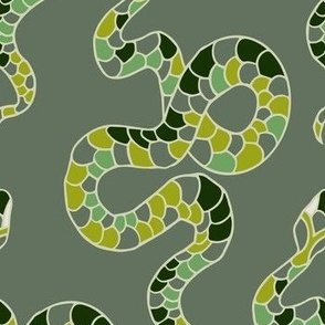 green snakes on dark greenish gray