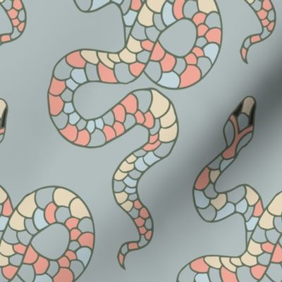 snakes on silver gray