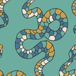 snakes on grayish turquoise