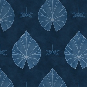 Nouveau waterlily leaf coordinate navy