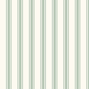 Green Ticking Stripe on Off White