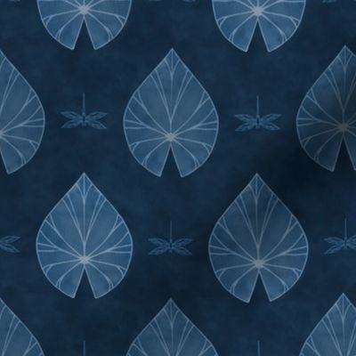 Nouveau waterlily leaf coordinate navy small