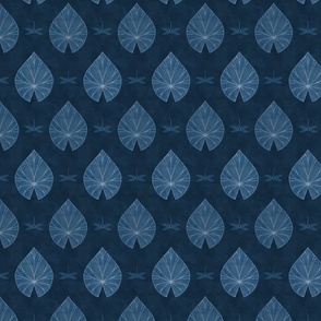 Nouveau waterlily leaf coordinate navy small