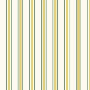 Yellow and Green Ticking Stripe on Off White