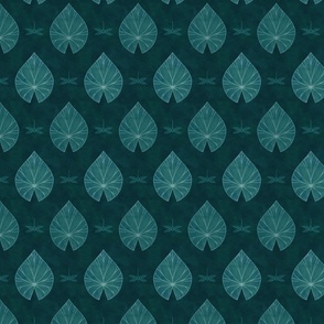 Nouveau waterlily leaf coordinate green small