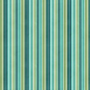 Nouveau waterlily watercolor stripe coordinate in warm greens.