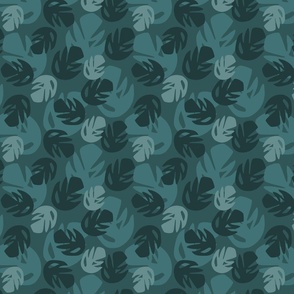 Monstera in blue green - small