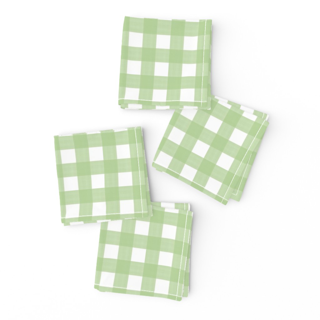 3/4" Gingham Spring Green2 on white