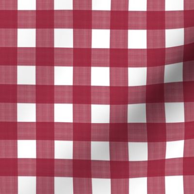 3/4" Gingham Cranberry on white