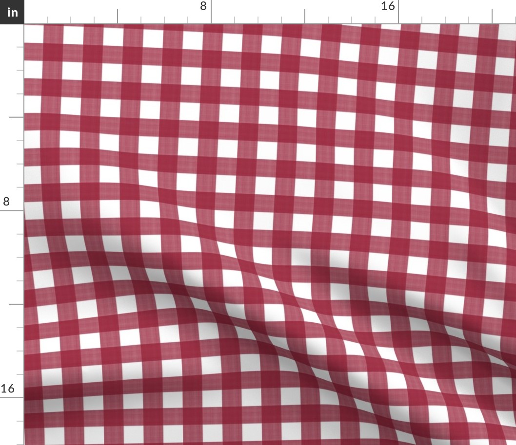 3/4" Gingham Cranberry on white