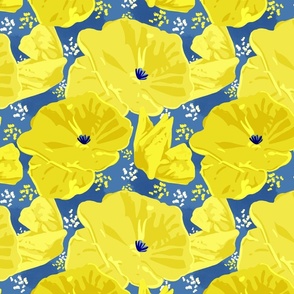 Bright Jumbo Flowers - Yellow and Blue