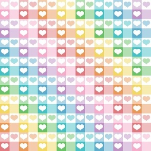 Rainbow Hearts Gingham - Cheerful Checks