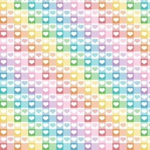 Rainbow Hearts Gingham - Cheerful Checks - Small Scale