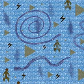 Snake Petroglyphs in Cornflower Blue