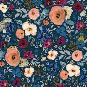 Peach and Blue Florals Navy Back