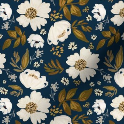 Ivory and Gold Florals Navy Back
