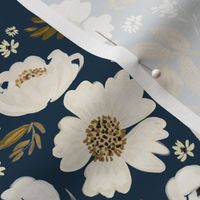 Ivory and Gold Florals Navy Back