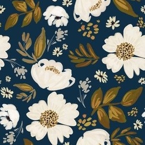 Ivory and Gold Florals Navy Back