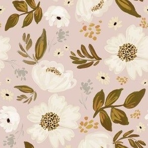 Ivory and Gold Florals in Misty Blush