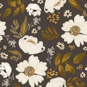Ivory and Gold Florals in Brown