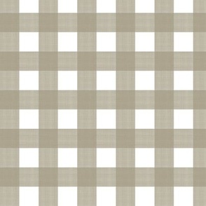3/4" Gingham Warm Taupe on white 