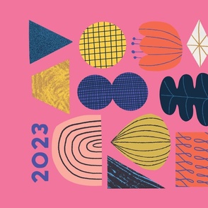 2023 Calendar Abstract Shapes on Fuschia