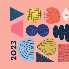 2023 Calendar Abstract Shapes on Peach