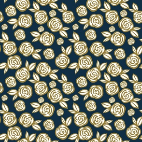 gold and white roses with Navy Back