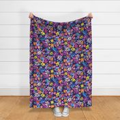 Midnight Festival Floral // Eggplant (Large Scale) 
