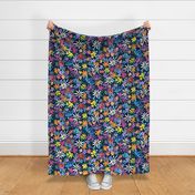 Midnight Festival Floral // Navy (Large Scale) 