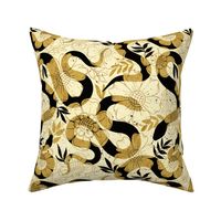 black and gold floral snakes