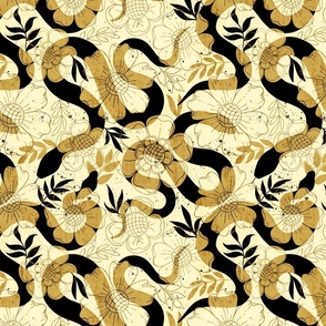 black and gold floral snakes