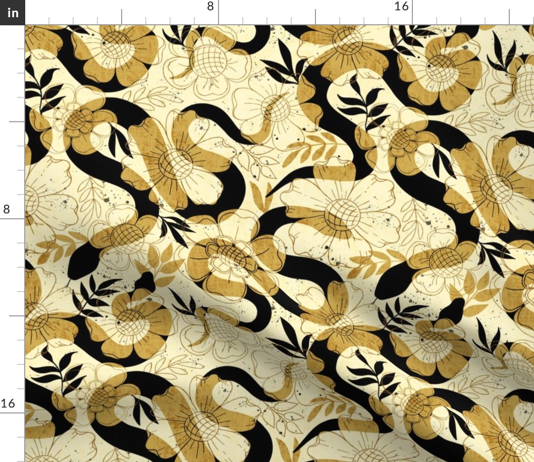 black and gold floral snakes