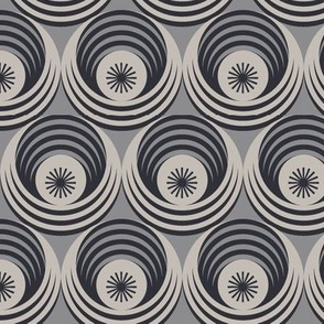 Vessel (MidMod Charcoal) || op-art monochrome striped bowls