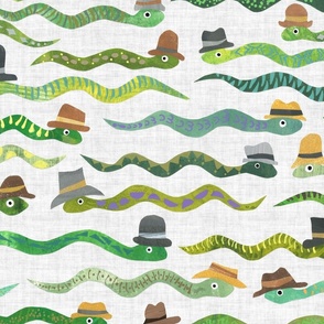 Snakes with Hats - Large Scale - Papercut Collage Hand painted Kid design