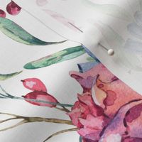 Watercolor blooming roses