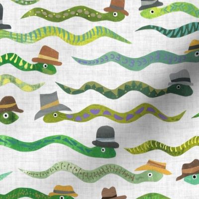 Snakes with Hats - Medium Scale - Papercut Collage Hand painted Cute