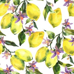 Bright watercolor lemons