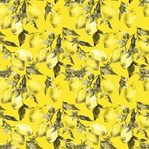 Watercolor yellow monochrome lemons