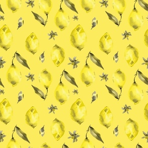 Yellow watercolor lemons