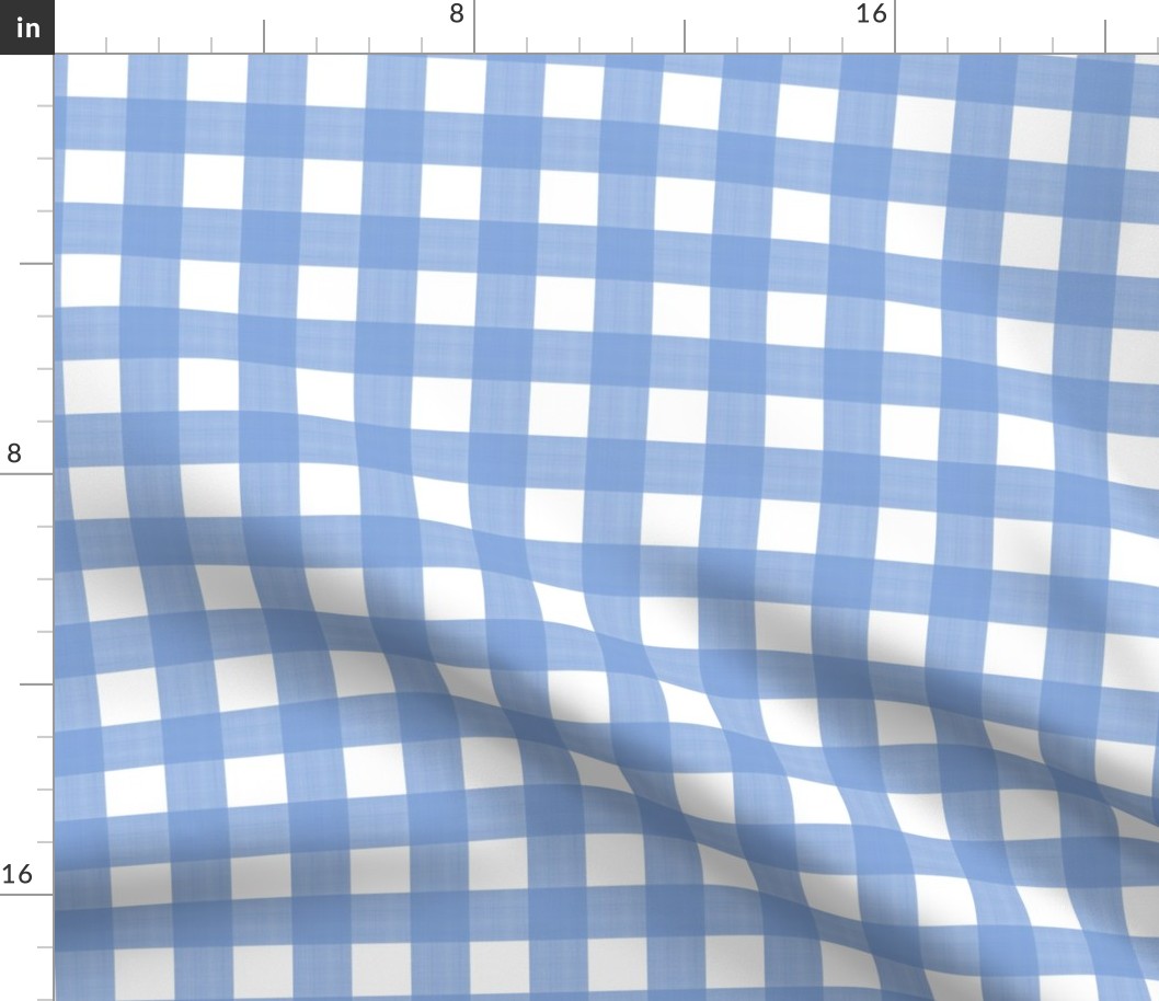 1” Buffalo Plaid Cornflower Blue on White 