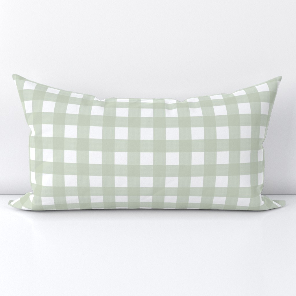 1” Buffalo Plaid Light Green on White 