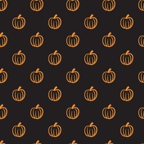 Orange pumpkins on black xsmall 4x4 repeat