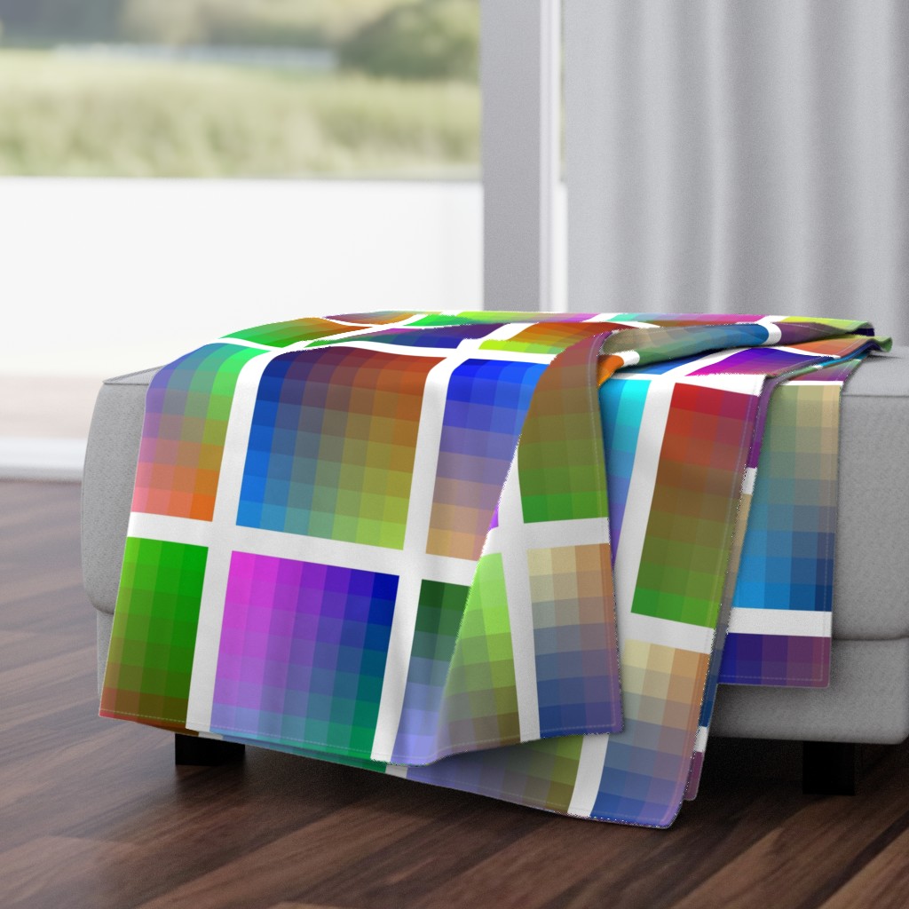 assorted 7x9" windows of one-inch gradient pixelsquares