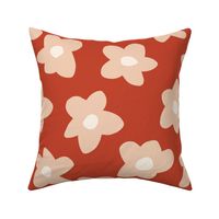 medium // Graphic retro Flowers Pink on Red