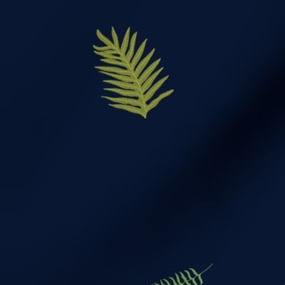 2 inch Hawaiian Ferns on navy