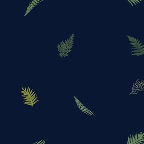 2 inch Hawaiian Ferns on navy