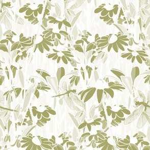 Artisan Linen - Illustration - Tall Grass Prairie Meadow - Grass Green